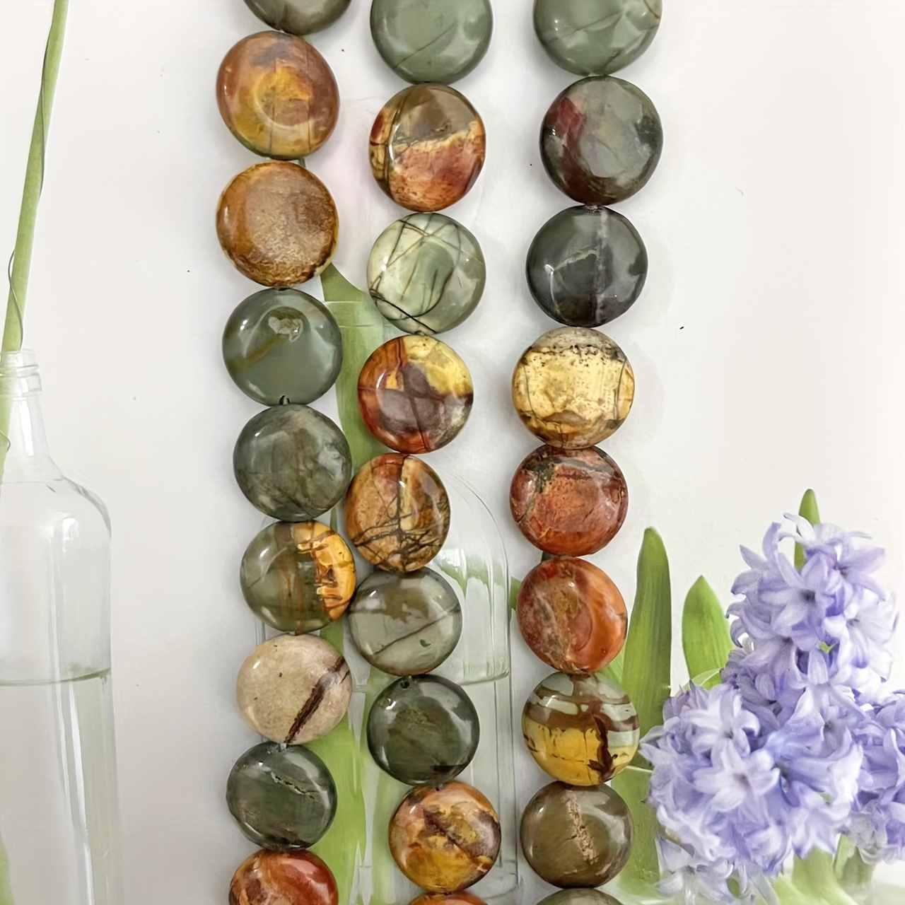 Natural Red Thread Pine Round Cakes Loose Beads for Jewelry Making